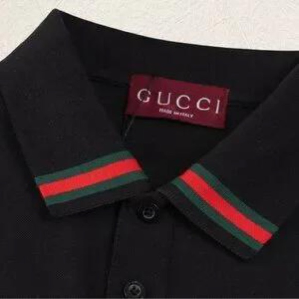 Gucci Black Polo Shirt with Red and Green Accents - Picture 3 of 8